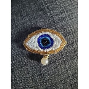 Beaded Rhinestone Eyeball Applique 2"x 1.5" Sew On